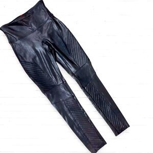 SPANX Black 20136R Faux Leather Moto Leggings Size M